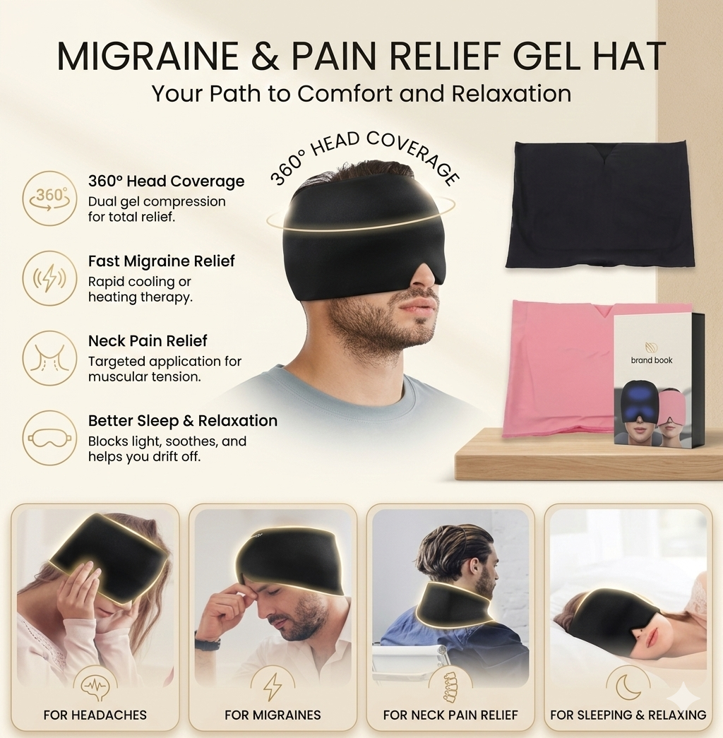 Migraine Relief Cap – Hot & Cold Therapy Headache Cap for Migraine